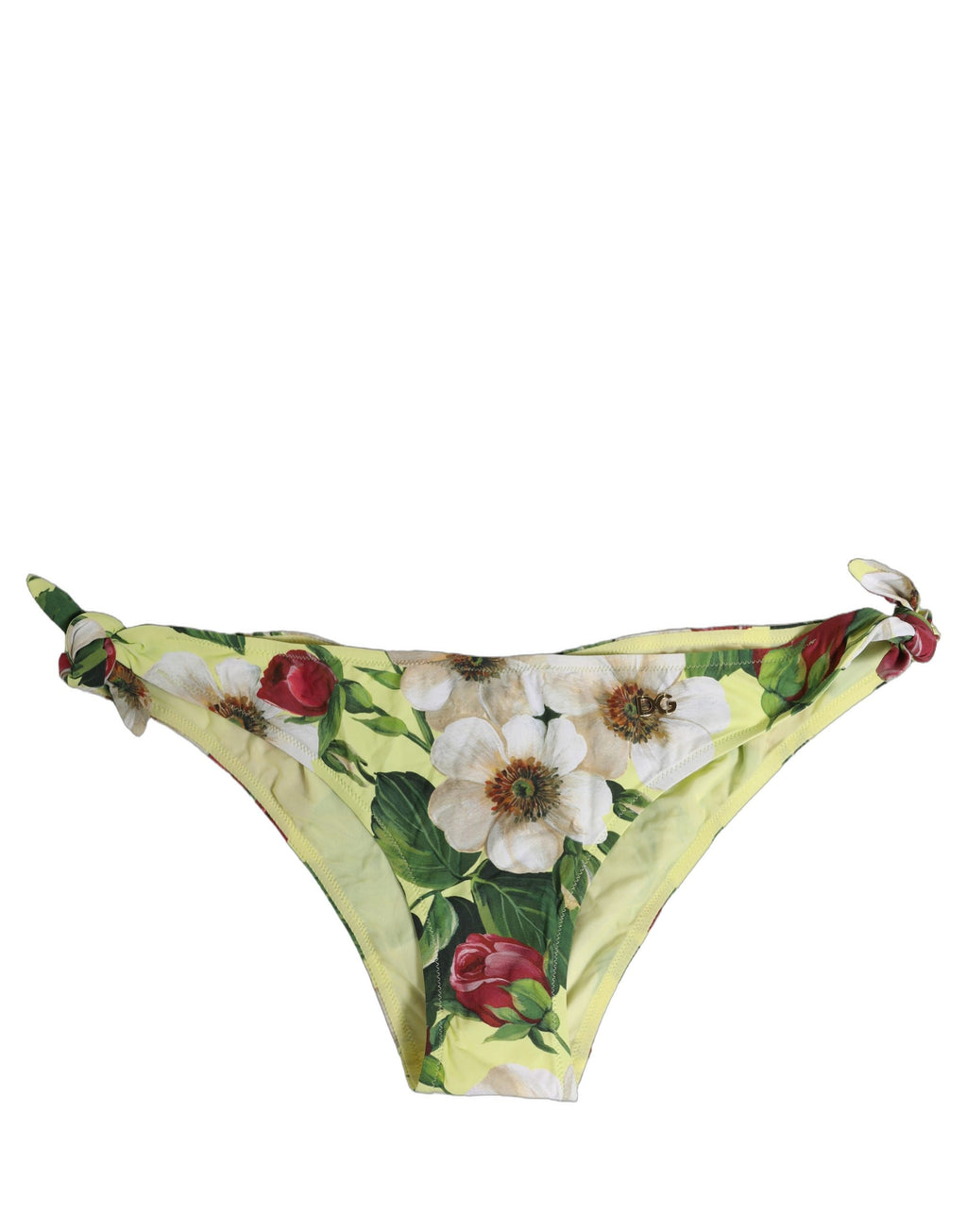 Dolce & Gabbana Gelber Bikinihose aus Nylon mit Blumenmuster
