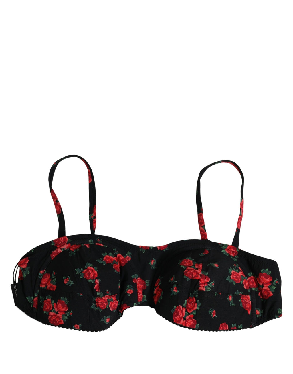 Dolce & Gabbana Schwarzes Bikini-Oberteil mit Blumenmuster und Bügel
