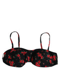 Dolce & Gabbana Schwarzes Bikini-Oberteil mit Blumenmuster und Bügel