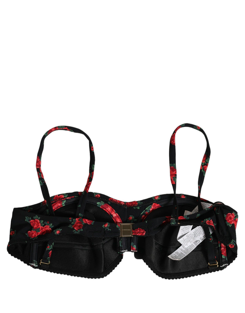 Dolce & Gabbana Schwarzes Bikini-Oberteil mit Blumenmuster und Bügel