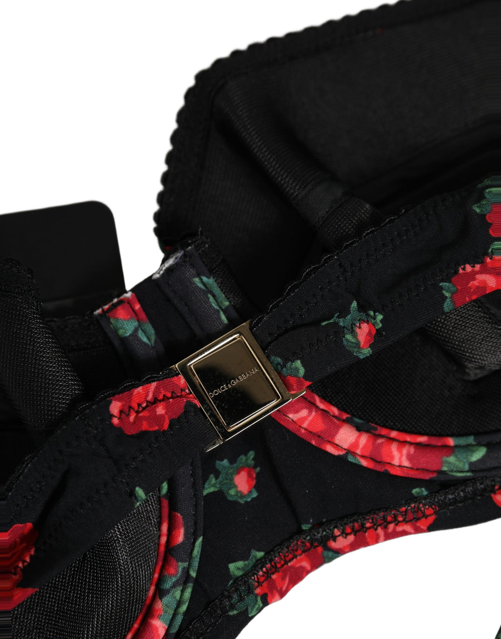 Dolce & Gabbana Schwarzes Bikini-Oberteil mit Blumenmuster und Bügel