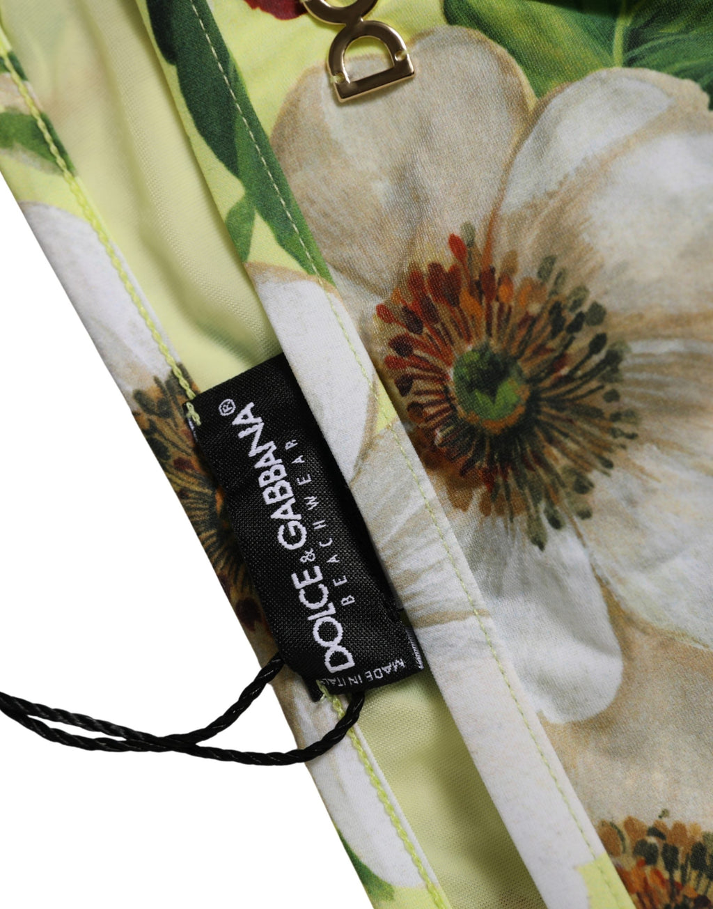 Dolce & Gabbana Gelber Bikinihose aus Nylon mit Blumenmuster