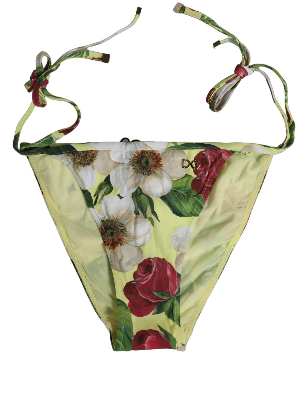 Dolce & Gabbana Gelber Bikinihose aus Nylon mit Blumenmuster