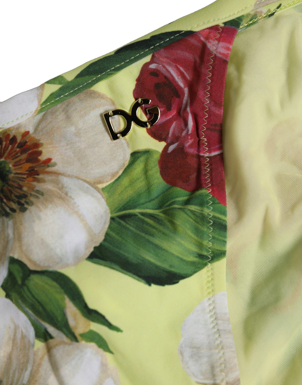 Dolce & Gabbana Gelber Bikinihose aus Nylon mit Blumenmuster