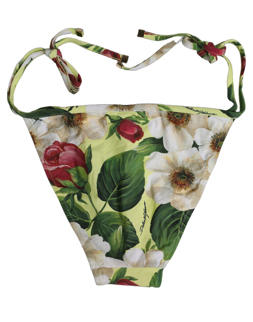 Dolce & Gabbana Gelber Bikinihose aus Nylon mit Blumenmuster