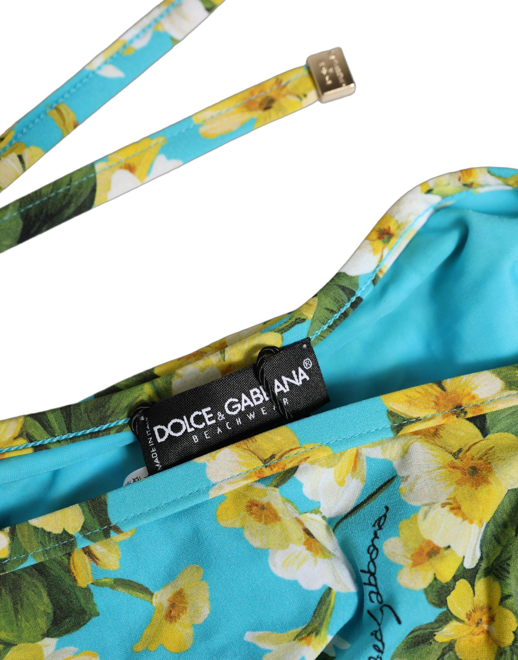 Dolce & Gabbana Badehosen-Bikiniunterteil aus Nylon mit blauem Blumenmuster