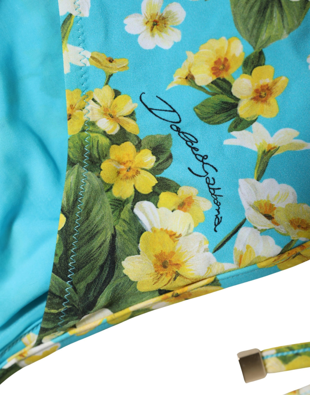Dolce & Gabbana Badehosen-Bikiniunterteil aus Nylon mit blauem Blumenmuster