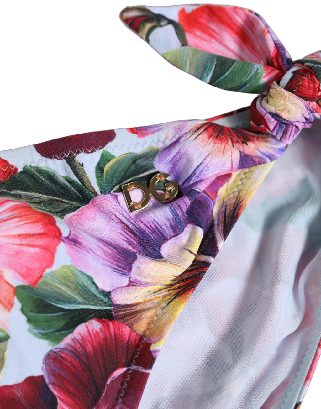 Dolce & Gabbana Badehose Bikiniunterteil aus Nylon mit weißem Blumendruck