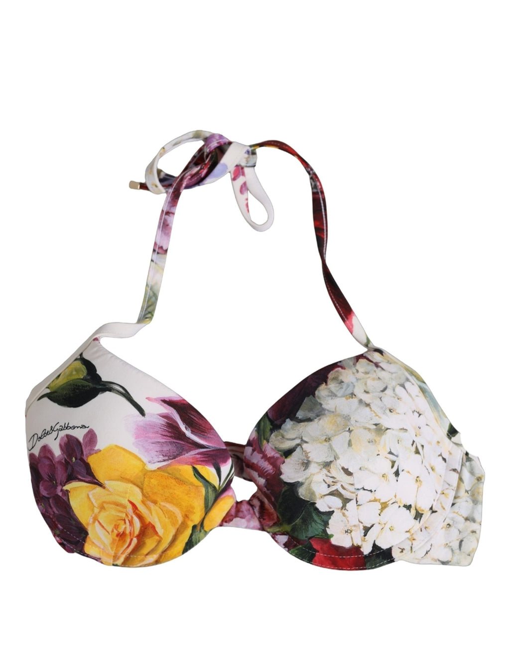 Dolce & Gabbana Bikinioberteil aus Nylon mit weißem Blumenmuster