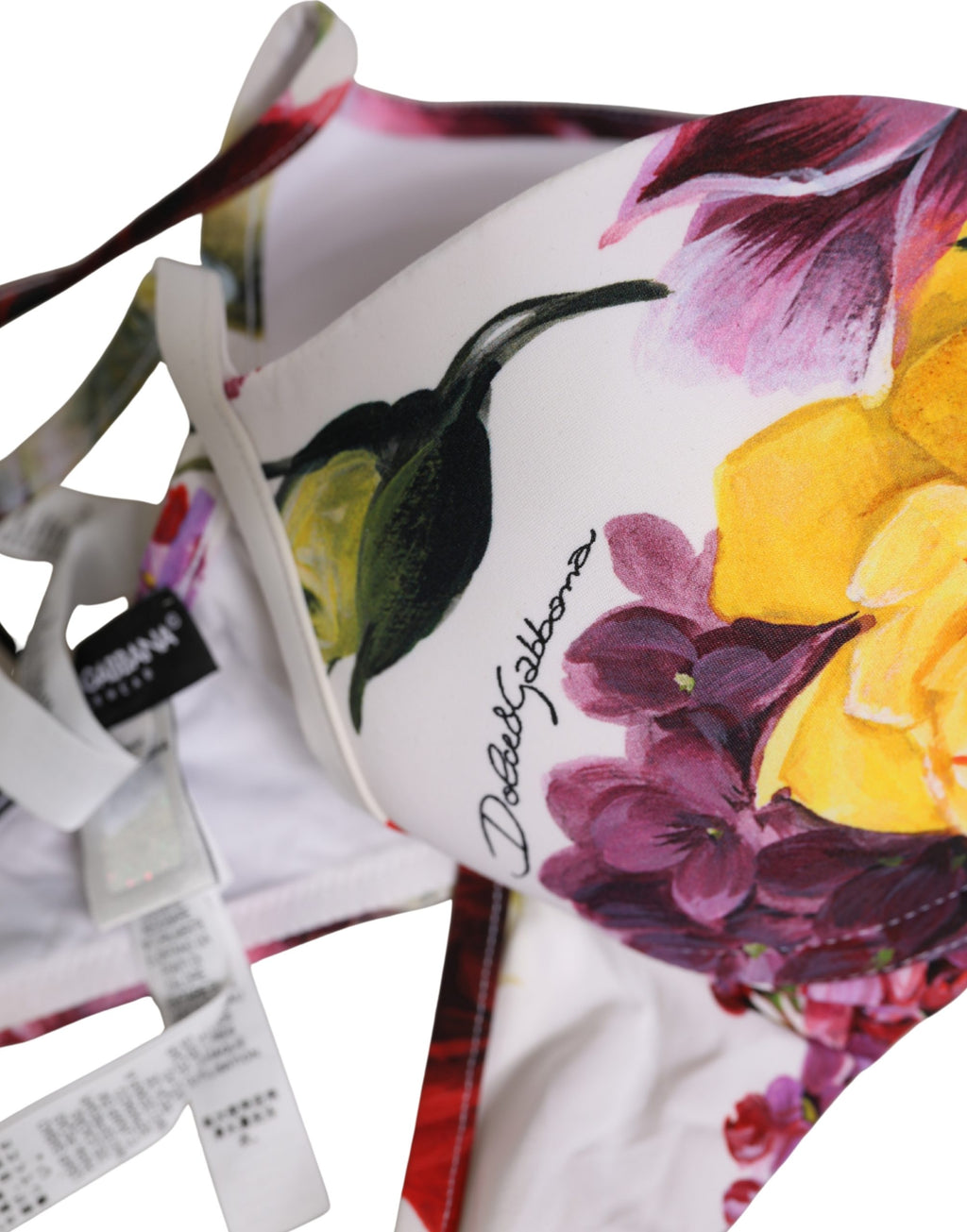 Dolce & Gabbana Bikinioberteil aus Nylon mit weißem Blumenmuster