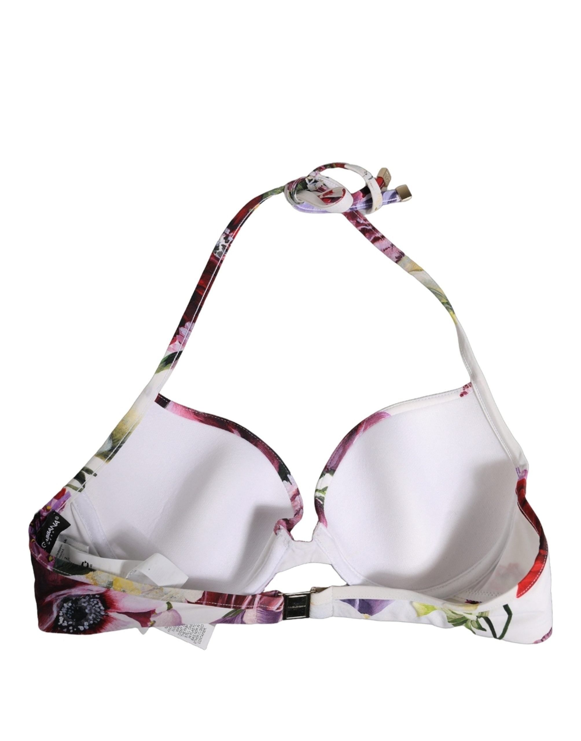 Dolce & Gabbana Bikinioberteil aus Nylon mit weißem Blumenmuster