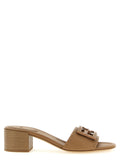 Fendi flache Sandalen aus beigem Kalbsleder