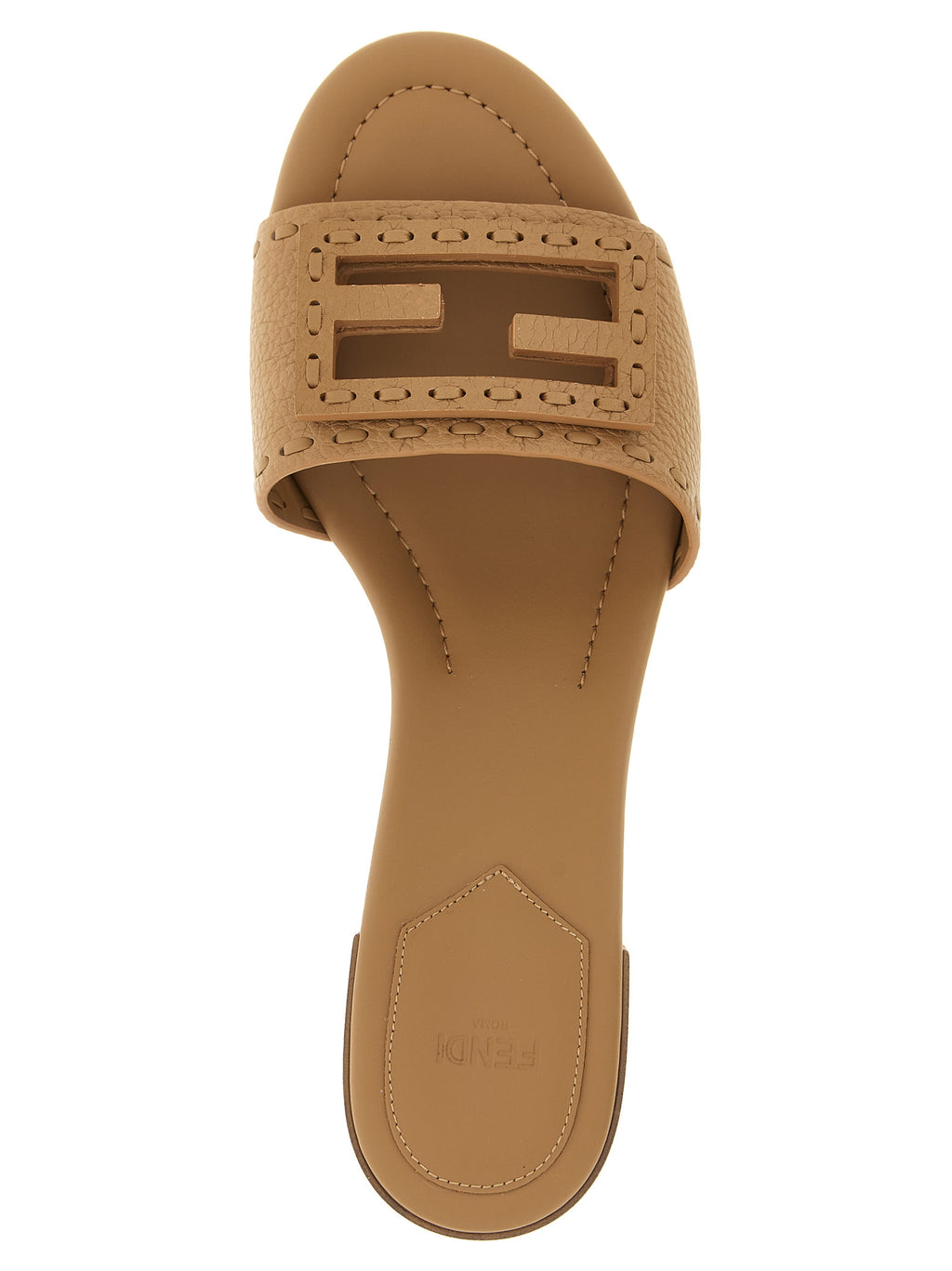 Fendi flache Sandalen aus beigem Kalbsleder