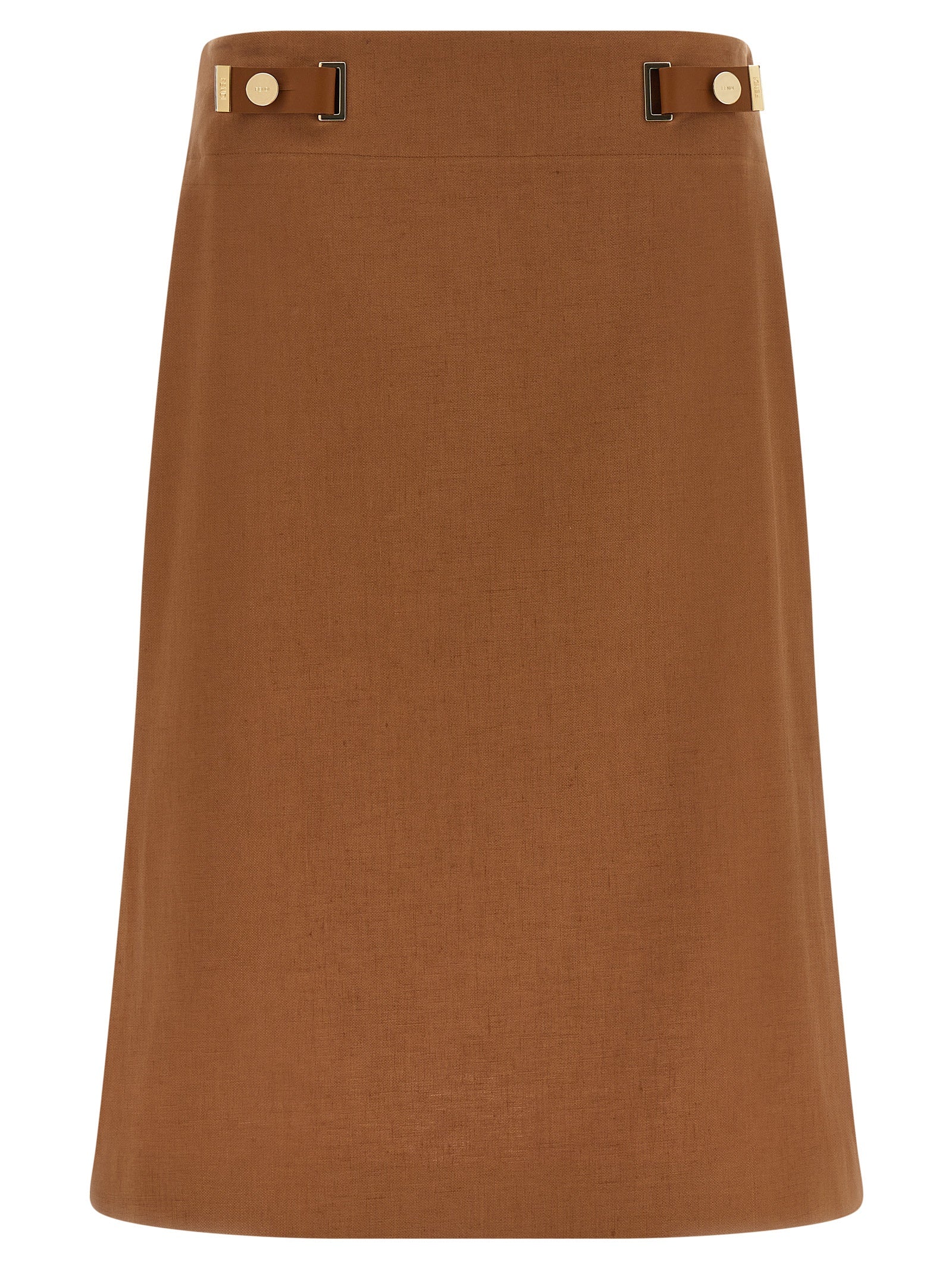 Fendi Midirock aus braunem Leinen