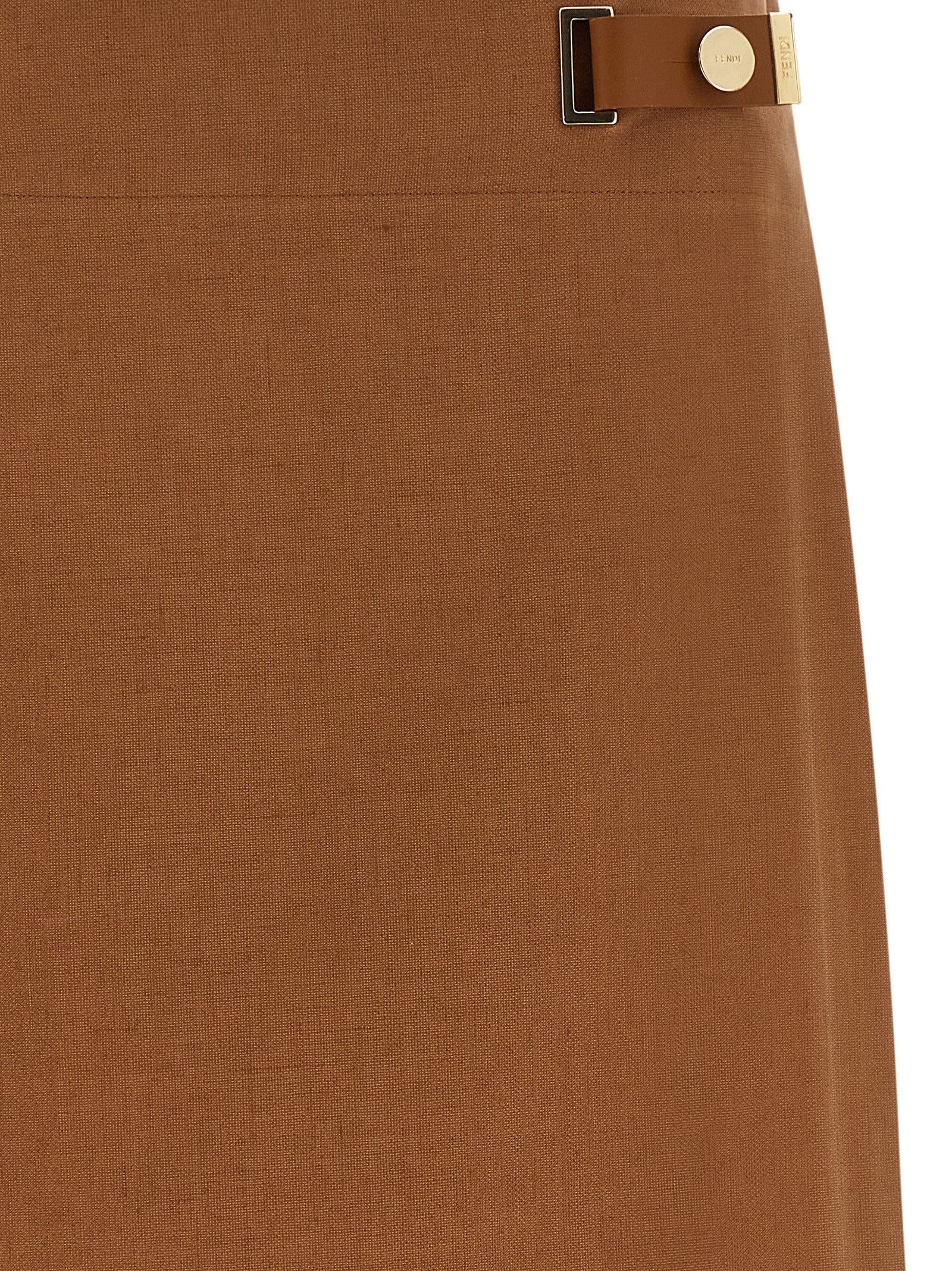 Fendi Midirock aus braunem Leinen