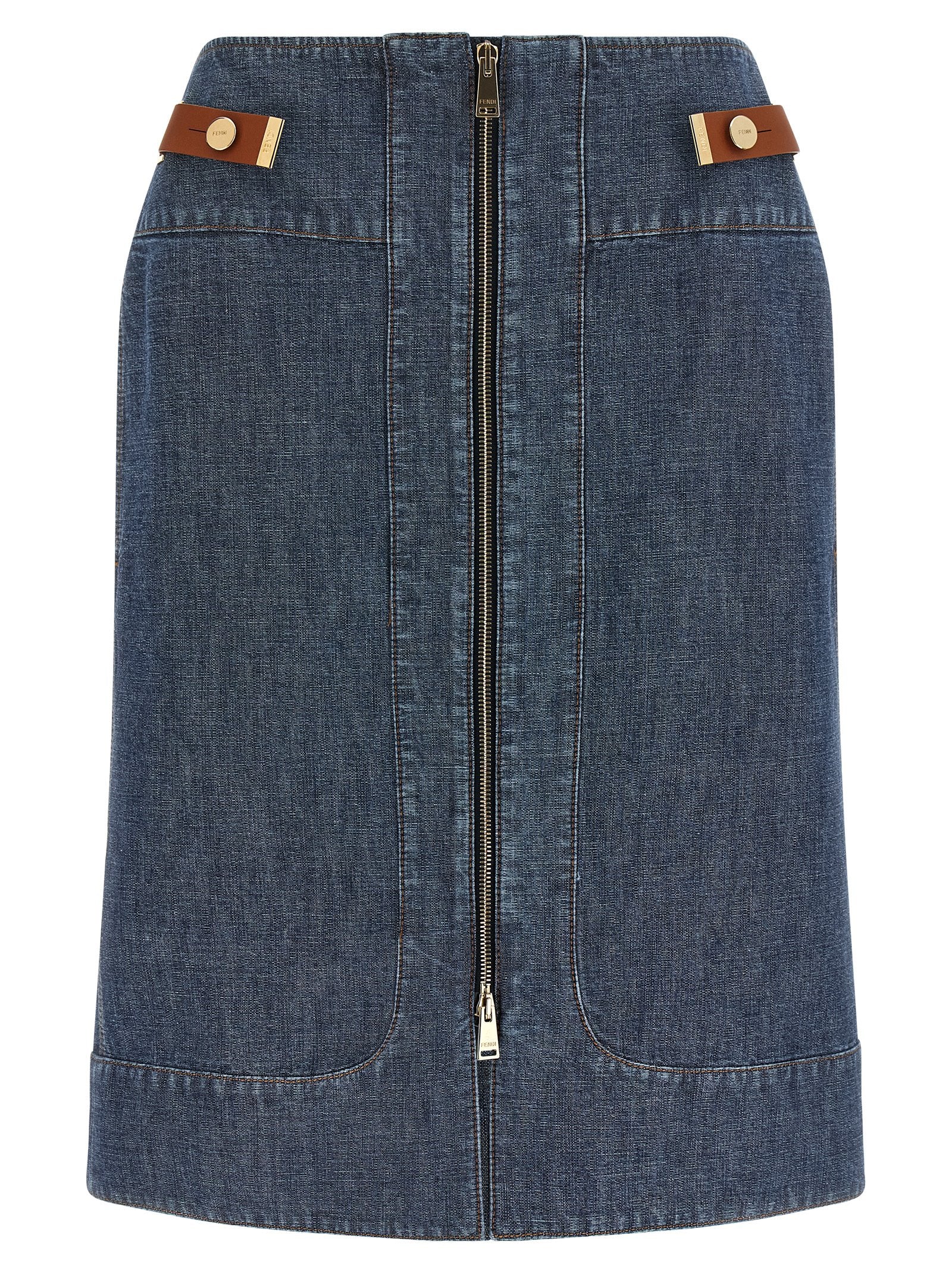 Fendi Midi-Rock aus blauer Baumwolle