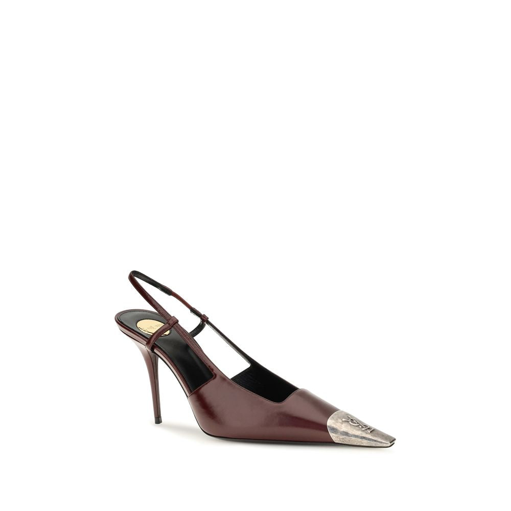 Saint Laurent Bordeaux Kalbsleder Pumps mit hohem Absatz