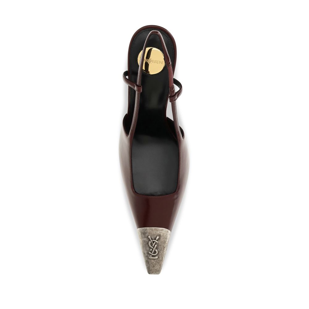 Saint Laurent Bordeaux Kalbsleder Pumps mit hohem Absatz