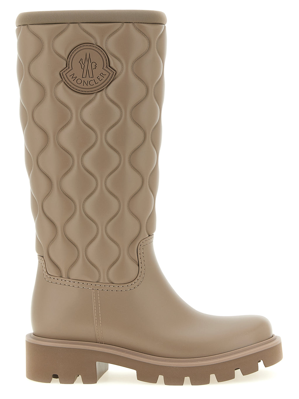 Moncler Beigefarbene PVC-Overknee-Stiefel