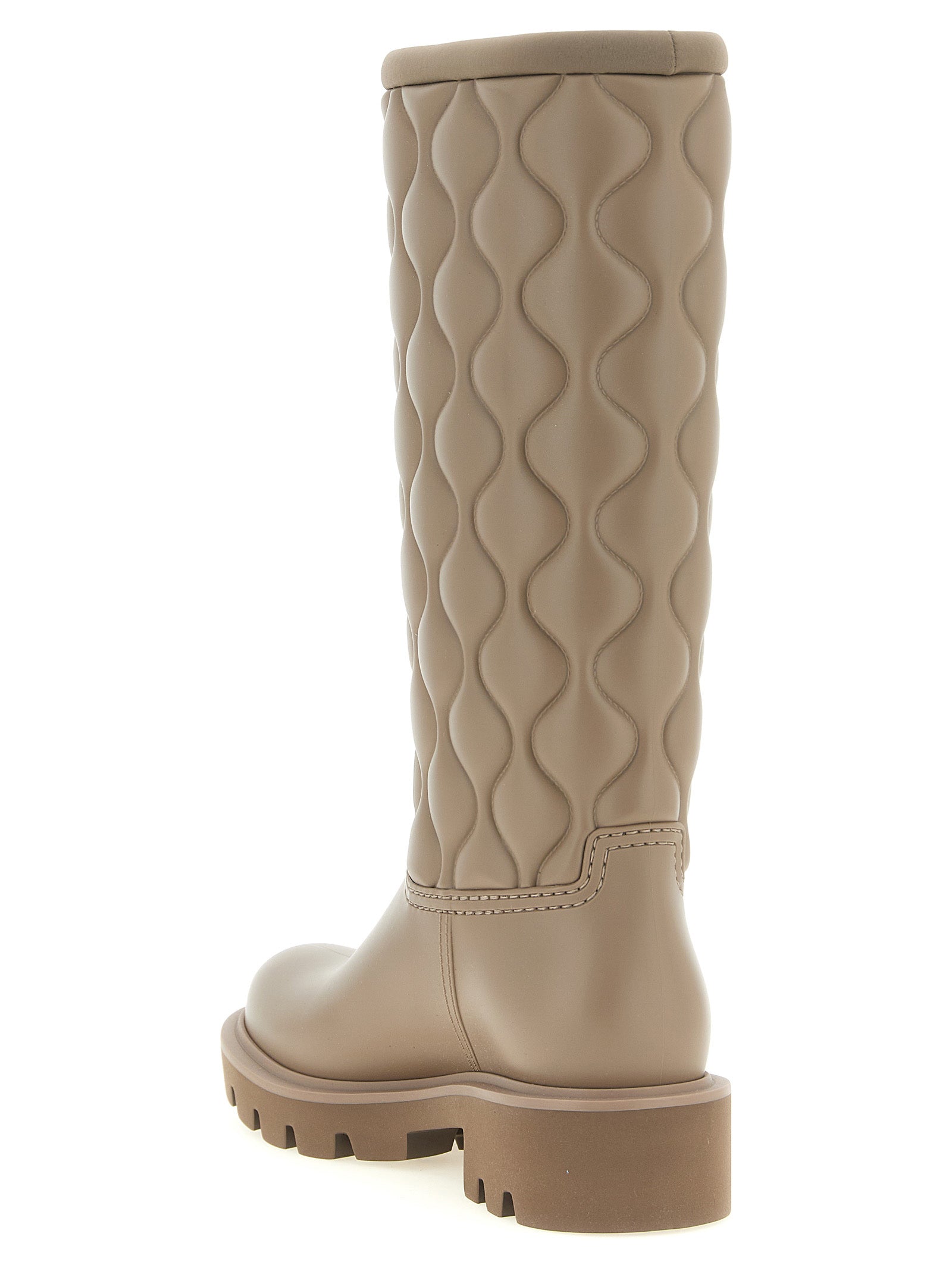Moncler Beigefarbene PVC-Overknee-Stiefel