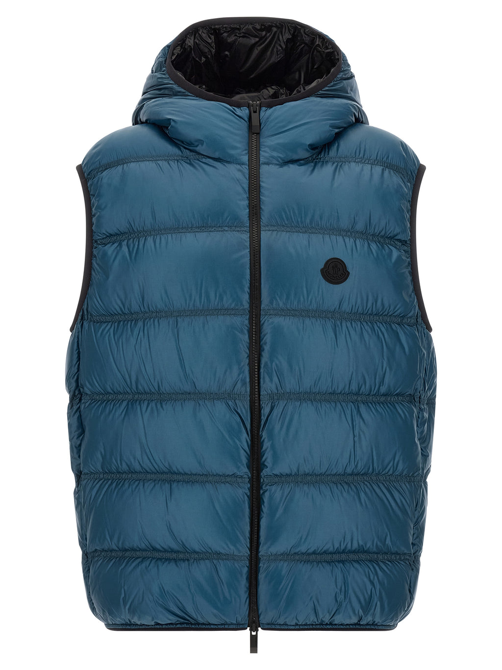 Moncler Blaue Polyamid-Jacke in voller Länge