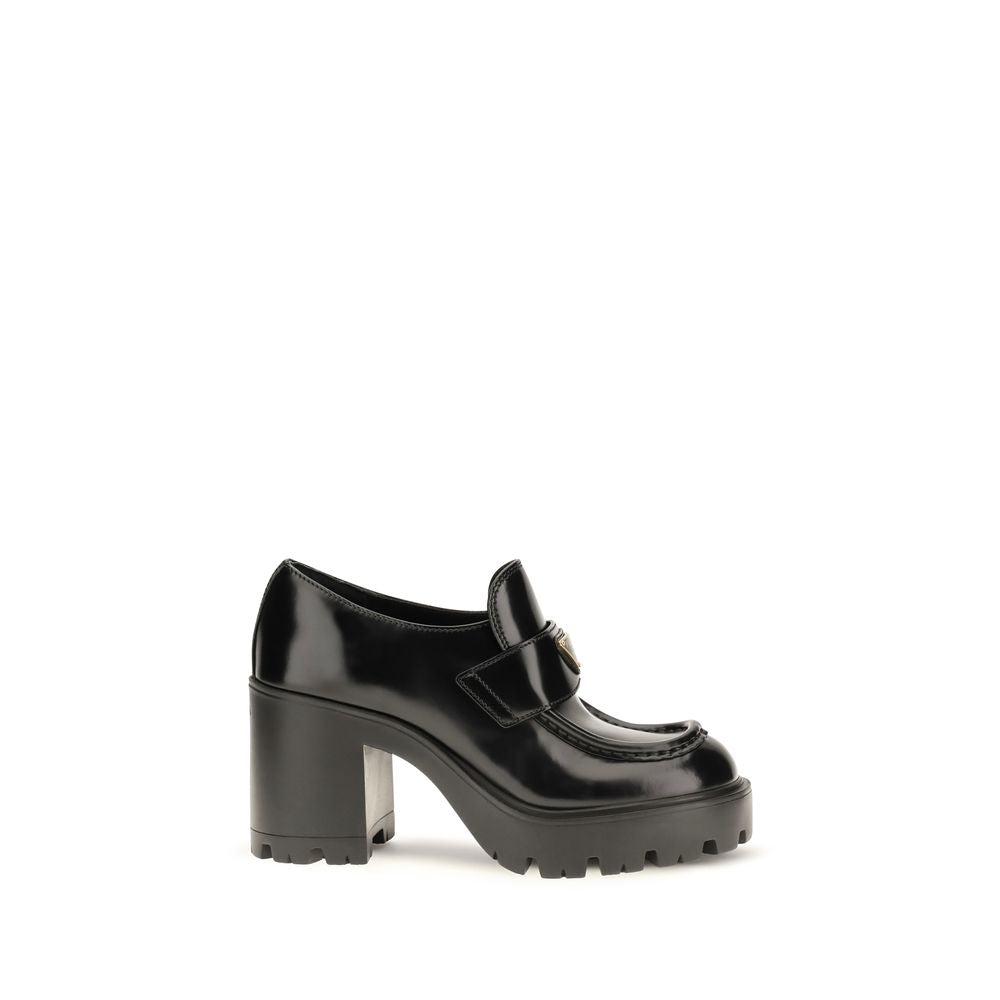 Prada schwarze Plateau-Loafer aus Kalbsleder Bos Taurus