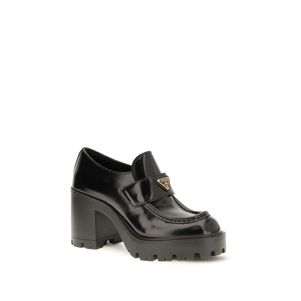 Prada schwarze Plateau-Loafer aus Kalbsleder Bos Taurus