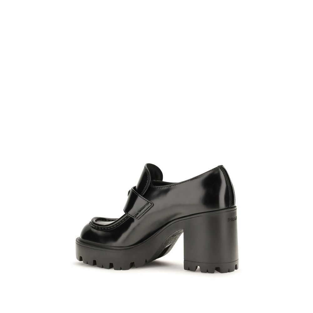 Prada schwarze Plateau-Loafer aus Kalbsleder Bos Taurus