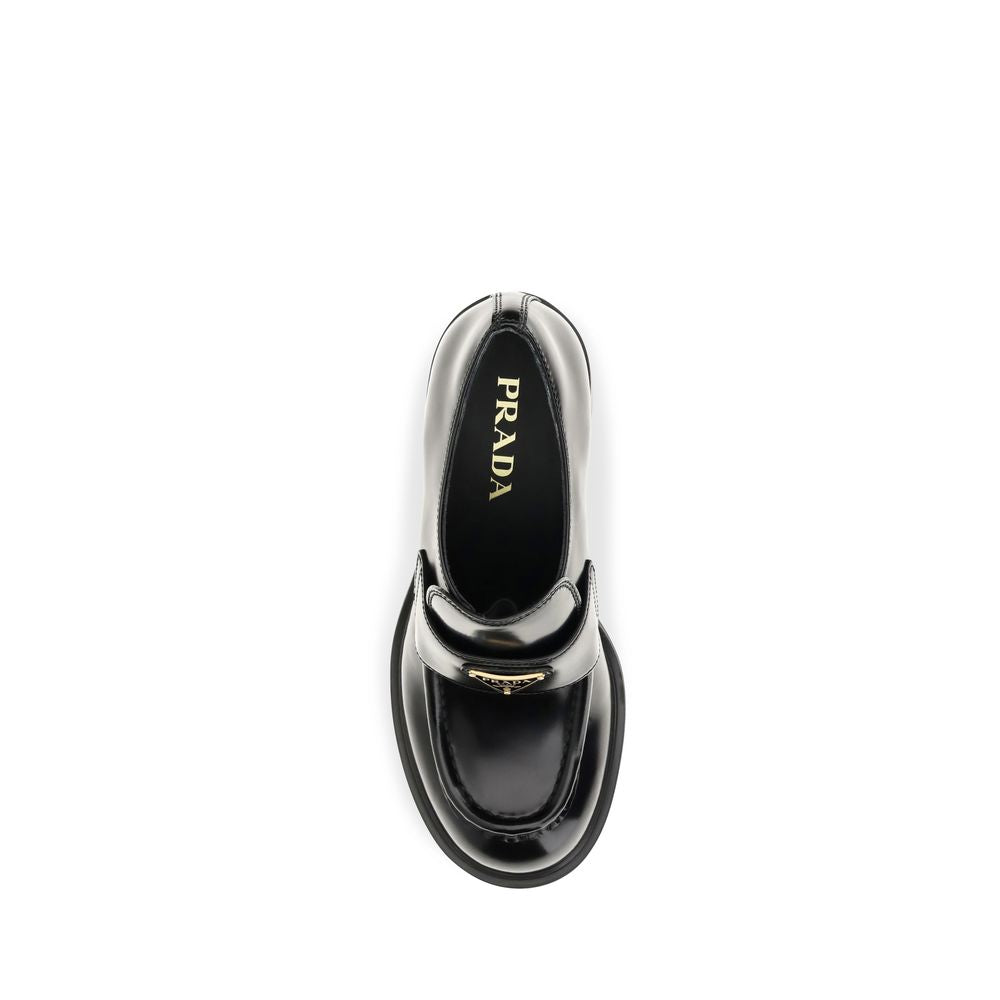 Prada schwarze Plateau-Loafer aus Kalbsleder Bos Taurus