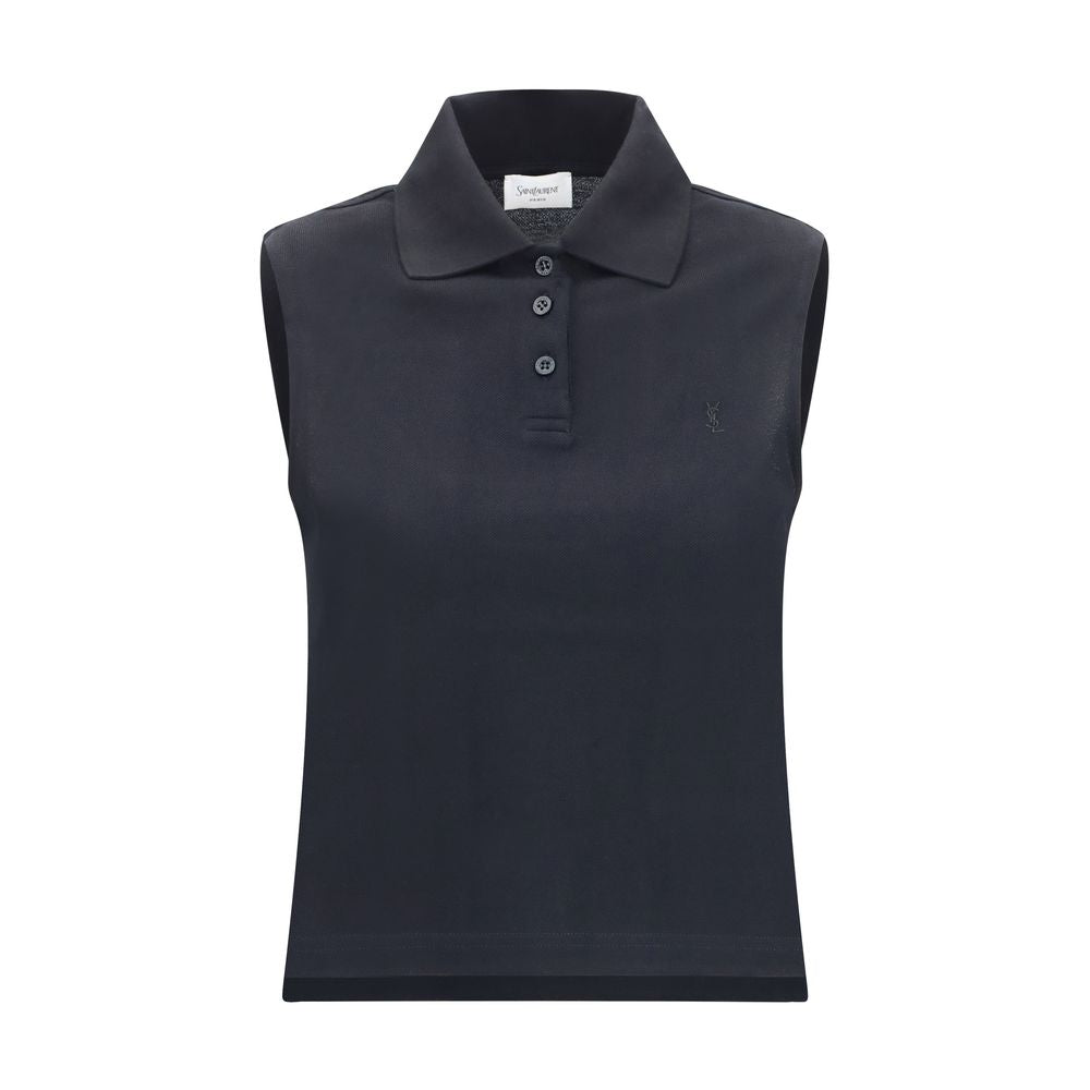 Saint Laurent Schwarzes Poloshirt aus recycelter Baumwolle