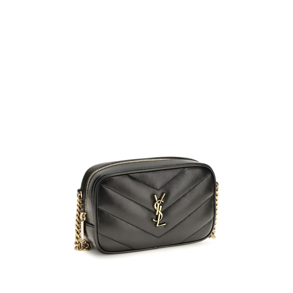 Saint Laurent schwarze Lammfell-Schultertasche Ovis Aries
