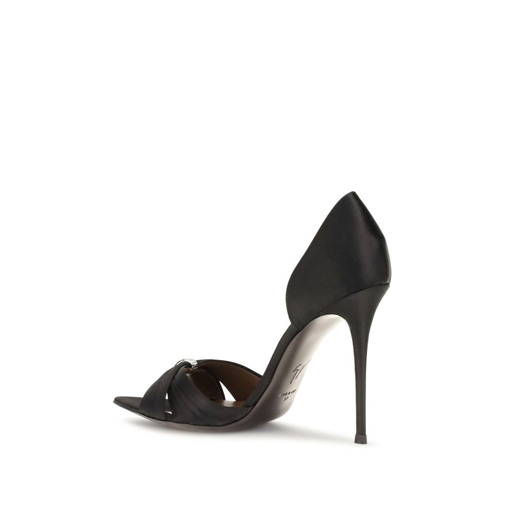 Giuseppe Zanotti Stiletto-Sandalen aus schwarzem Satin