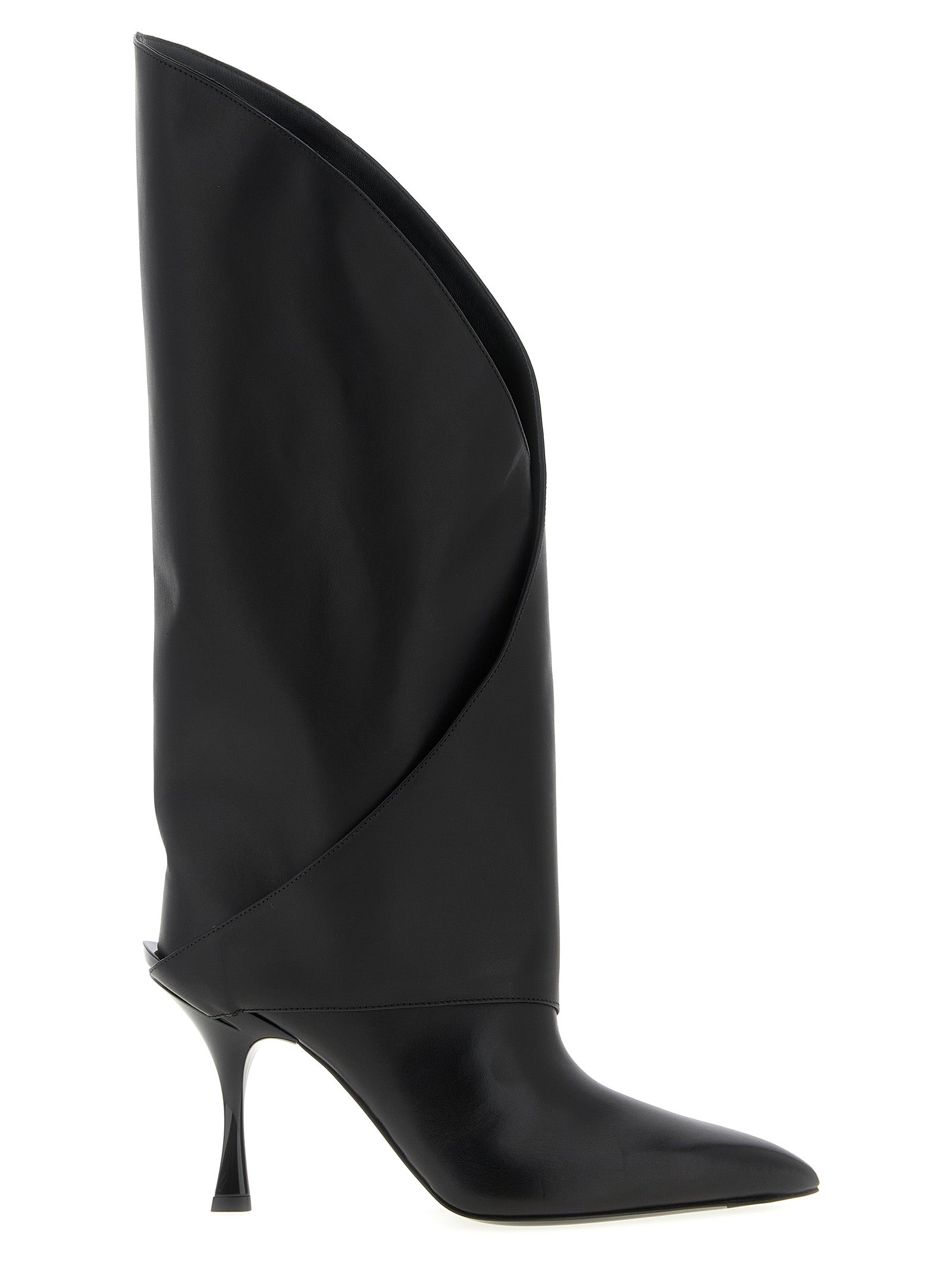 Balmain Schwarzes Kalbsleder Overknee