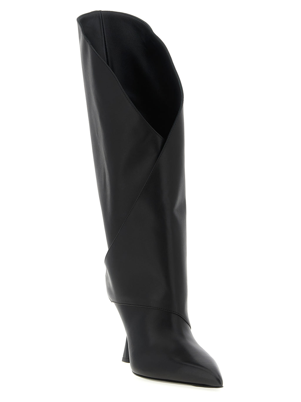 Balmain Schwarzes Kalbsleder Overknee