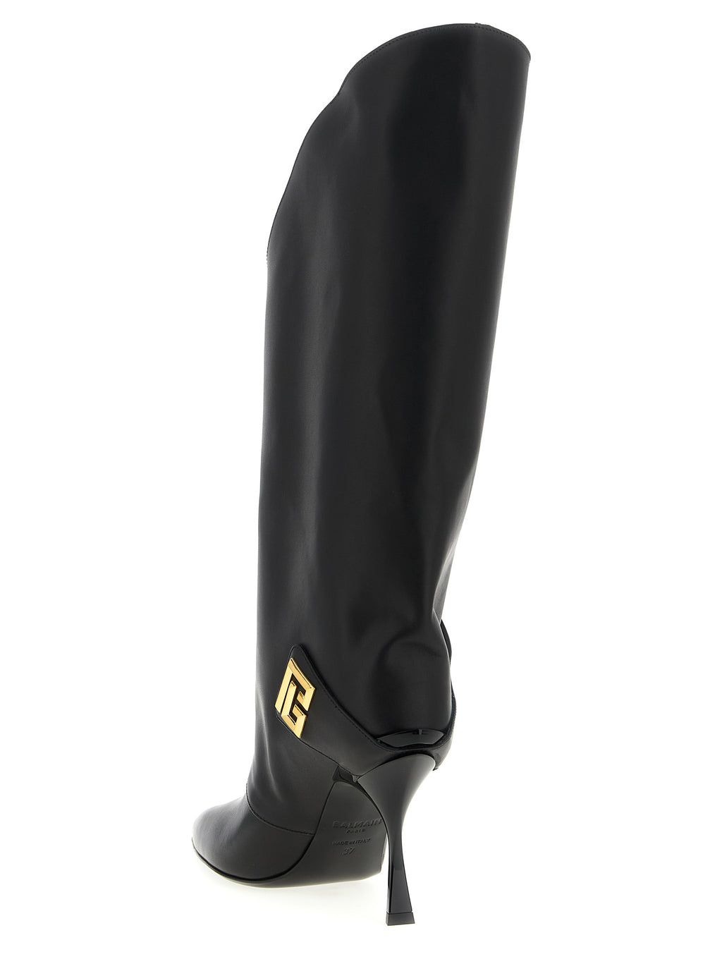 Balmain Schwarzes Kalbsleder Overknee