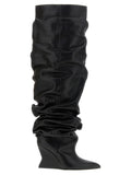 Balmain Overknee-Stiefel aus schwarzem Kalbsleder