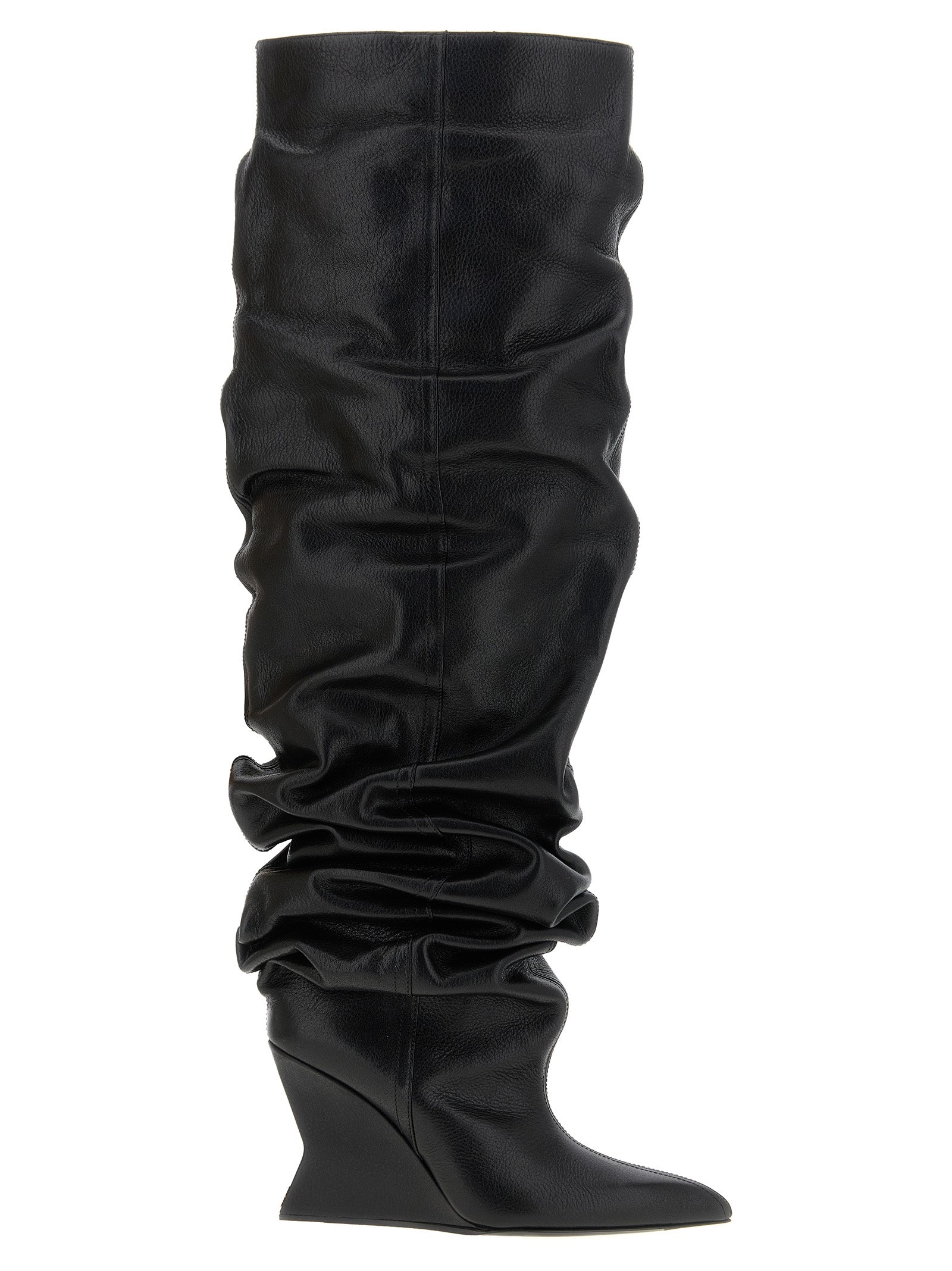 Balmain Overknee-Stiefel aus schwarzem Kalbsleder