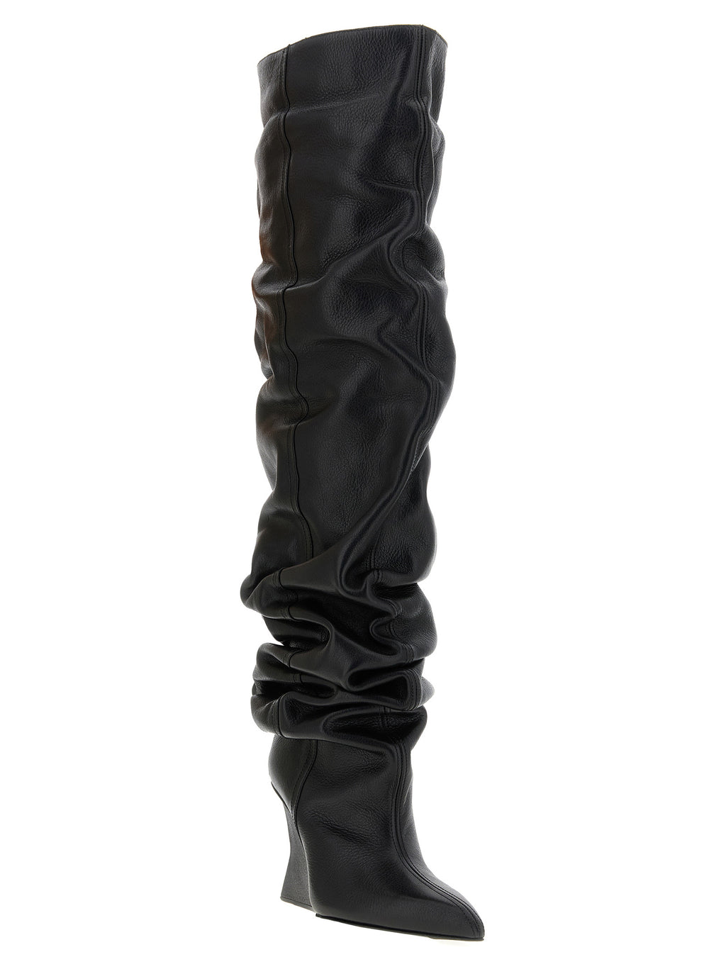Balmain Overknee-Stiefel aus schwarzem Kalbsleder