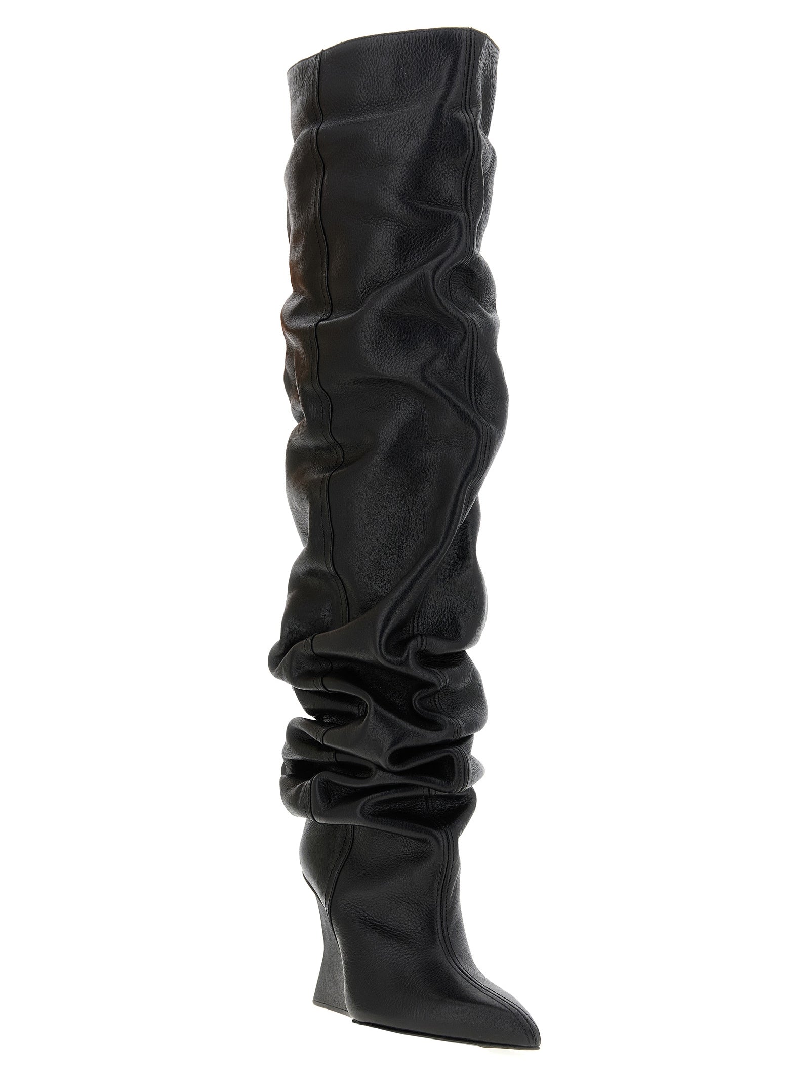 Balmain Overknee-Stiefel aus schwarzem Kalbsleder