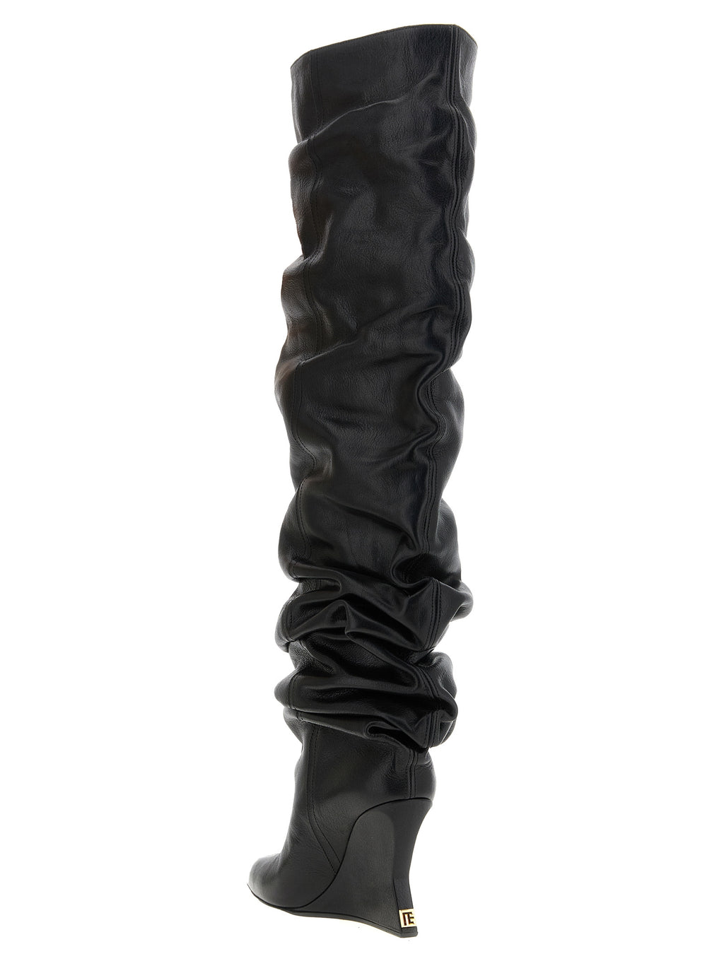Balmain Overknee-Stiefel aus schwarzem Kalbsleder