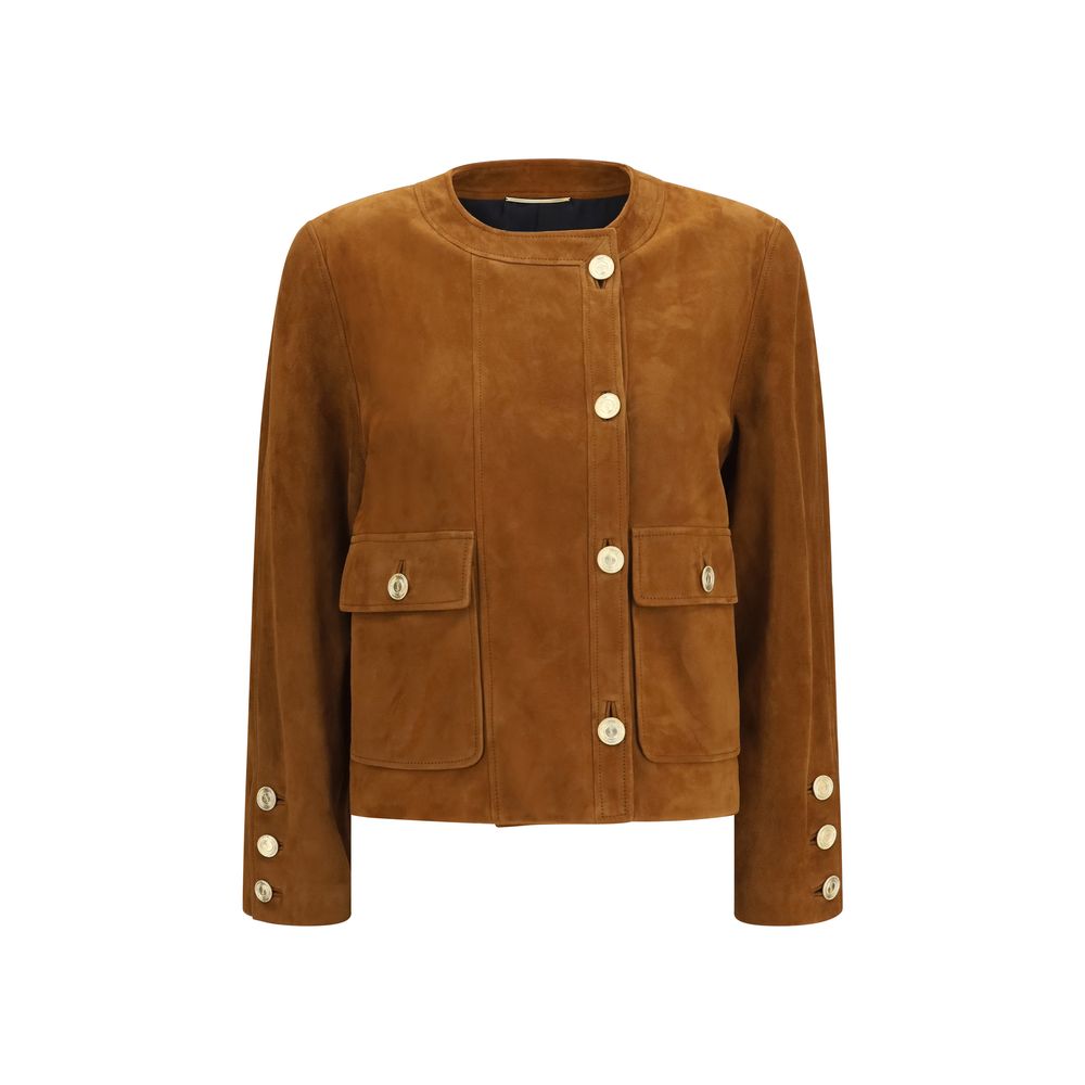 Saint Laurent Brown Lamb Ovis Aries Aries Full-Length Jacket