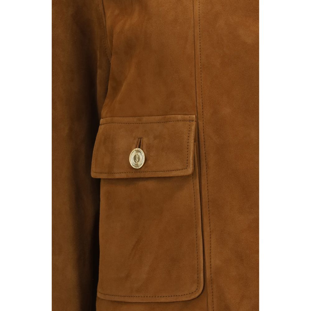 Saint Laurent Brown Lamb Ovis Aries Aries Full-Length Jacket