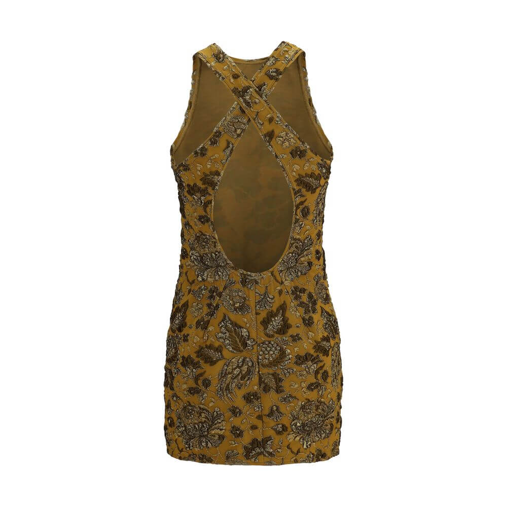 Saint Laurent Brown Polyamide Cocktail Dress