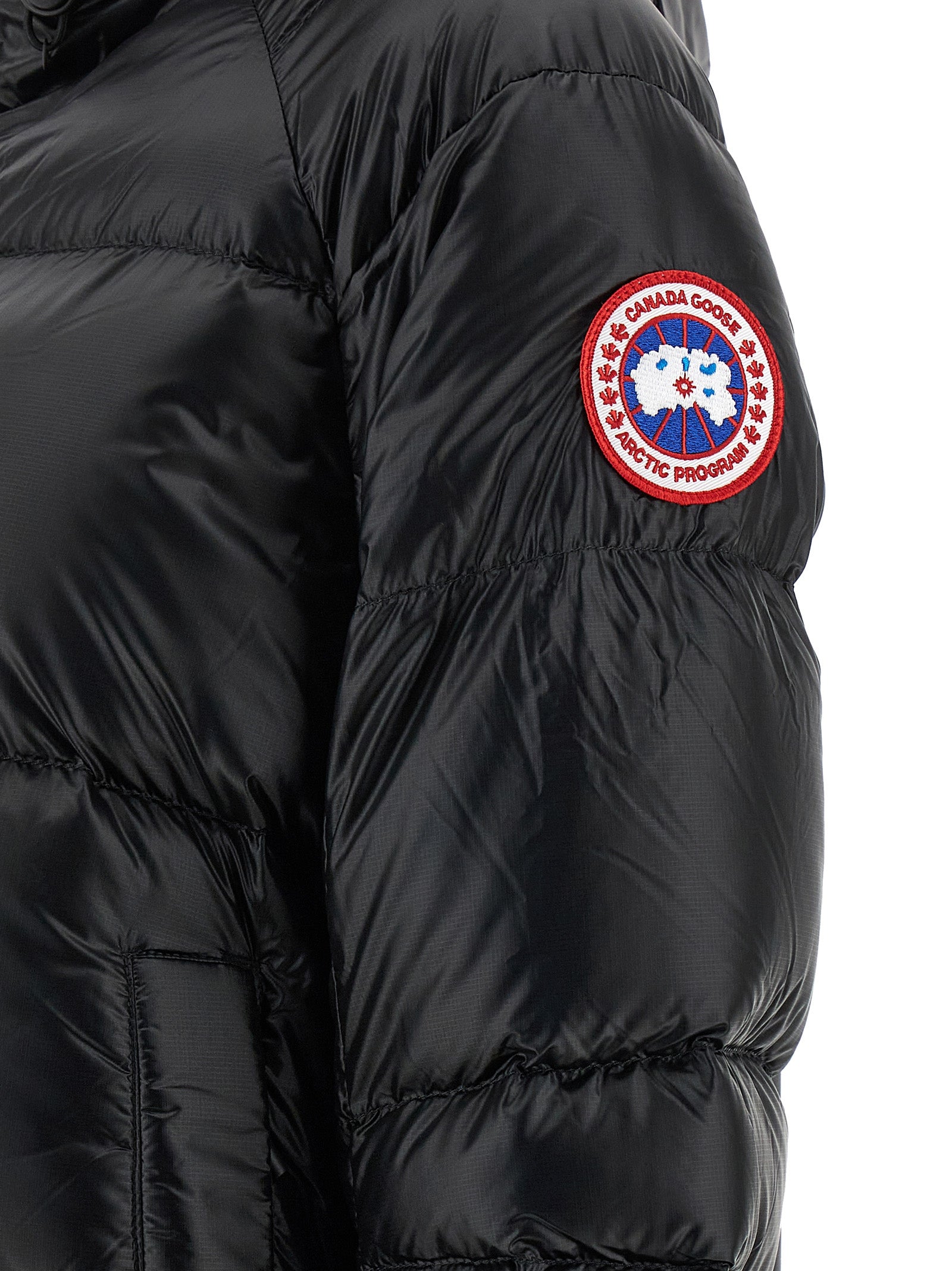 Canada Goose Schwarze Polyamidjacke in voller Länge