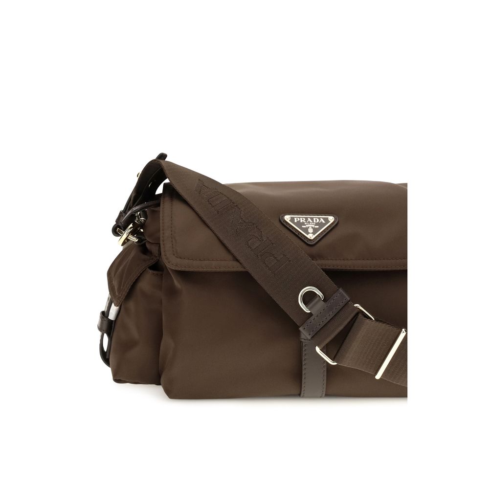 Prada Braune Umhängetasche aus recyceltem Polyamid