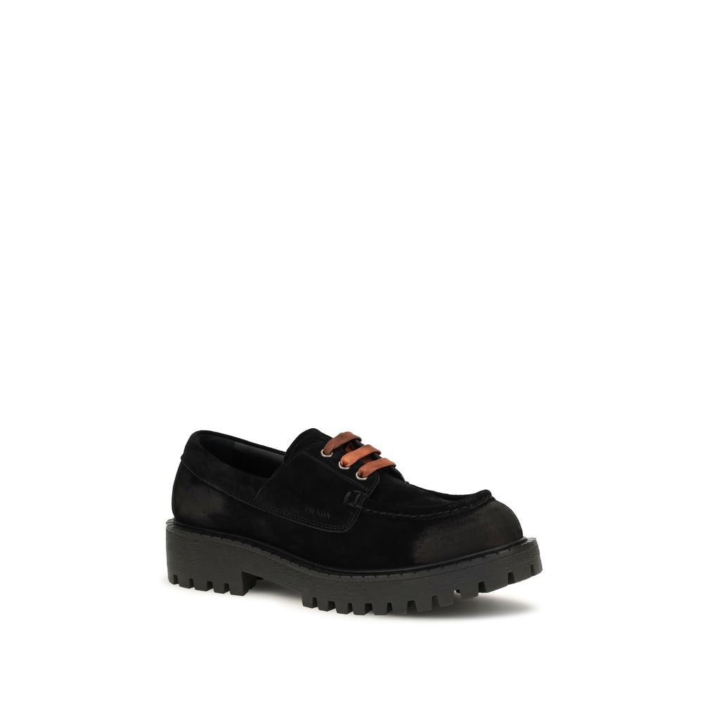 Prada Loafer aus schwarzem Wildleder zum Hineinschlüpfen