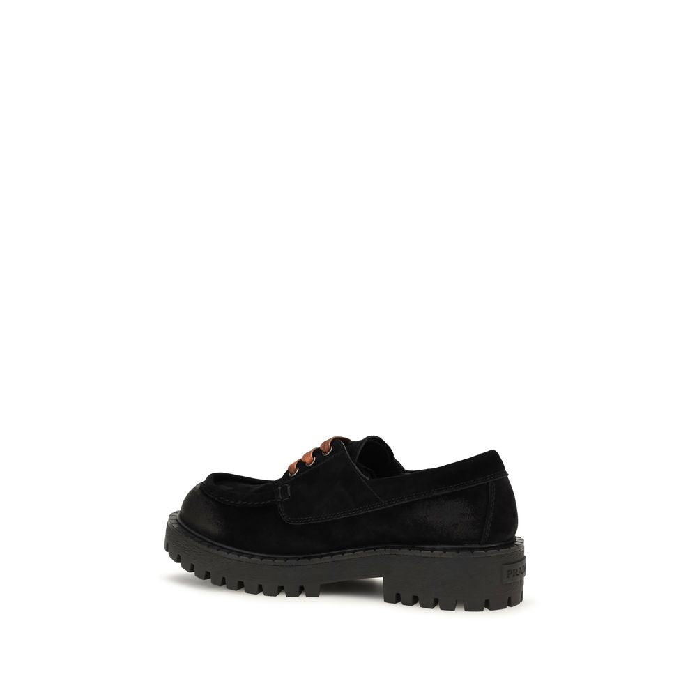Prada Loafer aus schwarzem Wildleder zum Hineinschlüpfen