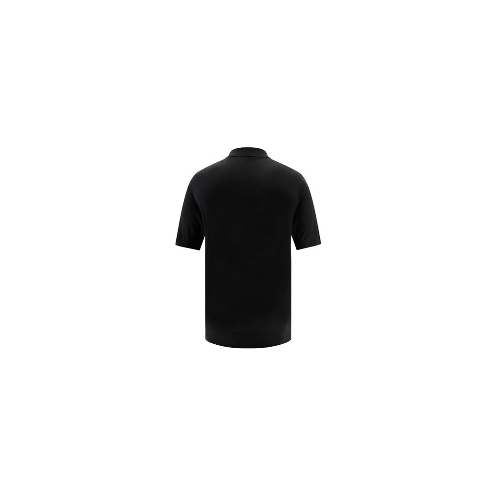 Prada Schwarzes Poloshirt aus Wolle Oves Aries