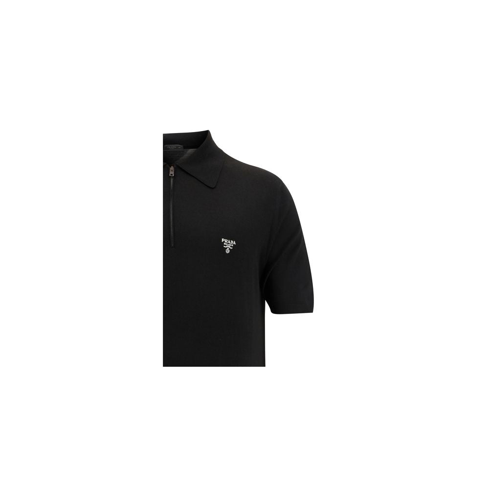 Prada Schwarzes Poloshirt aus Wolle Oves Aries