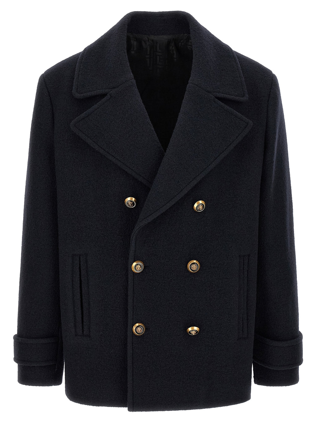Balmain blauer Mantel aus Schurwolle